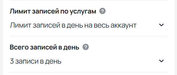 Настройка Всего записей в день